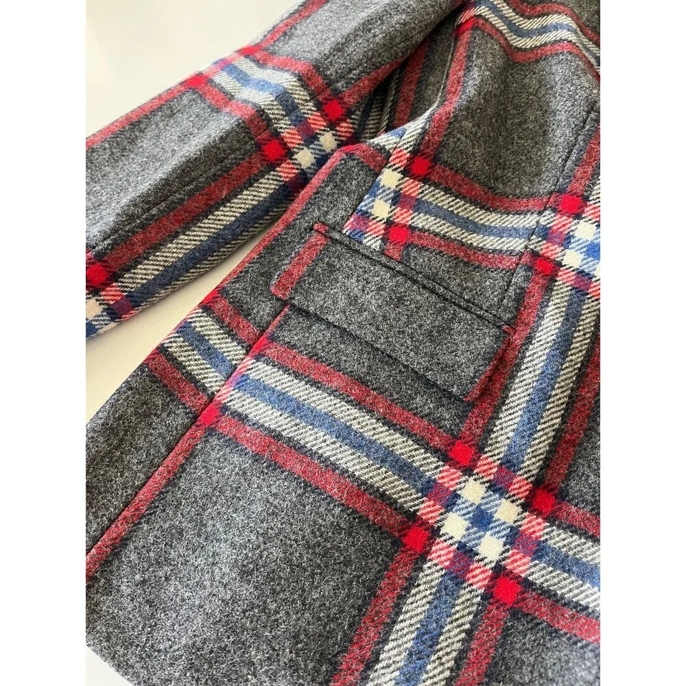 Boden British Tweed Gray Plaid 100% Wool Blazer 12 Reg - Picture 6 of 8